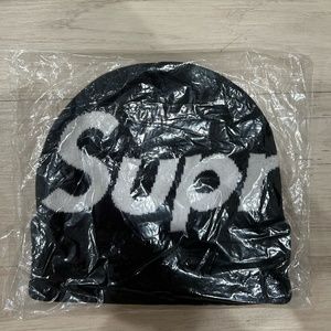 SUPREME BLACK CLASSIC BIG LOGO BEANIE